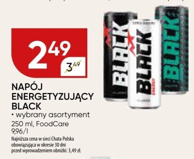 Napój energetyzujący Black, wybrany asortyment promocja w Chata Polska