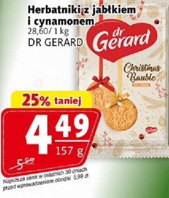 Herbatniki z jabłkiem i cynamonem DR GERARD promocja w Prim Market