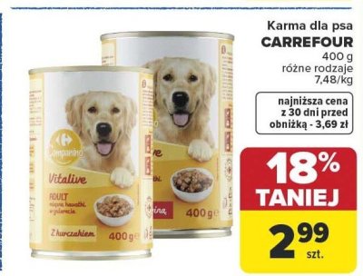 Karma dla psa CARREFOUR różne rodzaje promocja w Carrefour Market