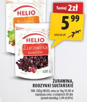 Żurawina, rodzynki sułtańskie Helio promocja w Arhelan