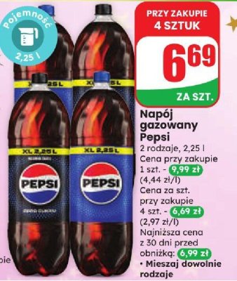 Napój gazowany Pepsi 2,25 l promocja w Dino