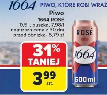 Piwo 1664 ROSÉ 0.5l puszka promocja w Carrefour