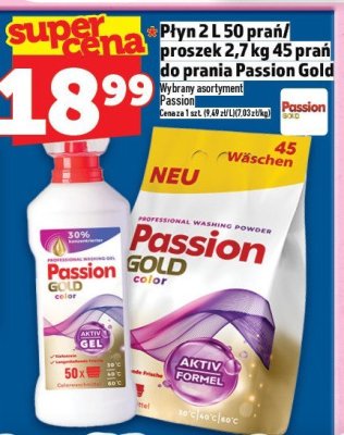 Płyn 2 L 50 prań / proszek 2,7 kg 45 prań do prania Passion Gold promocja w TOPAZ