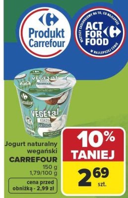 Jogurt naturalny wegański Carrefour Sensation Vegetal Kokos promocja w Carrefour