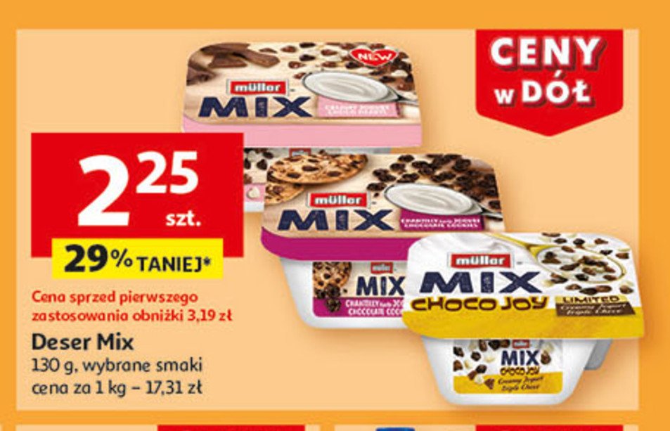 Jogurt choco joy Muller mix promocja w Auchan