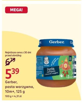 Pasta warzywna Gerber, 10m+, 125 g promocja w Rossmann