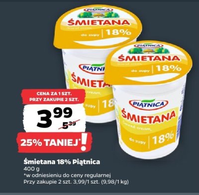 Śmietana 18% promocja w Netto