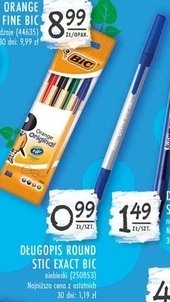 Długopis round stick exact niebieski Bic round stick promocja