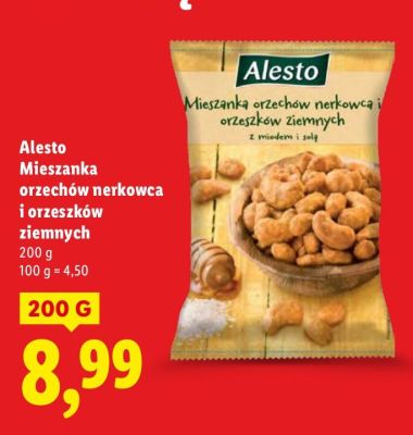 Mieszanka orzechów nerkowca i orzeszków ziemnych Alesto promocja w Lidl
