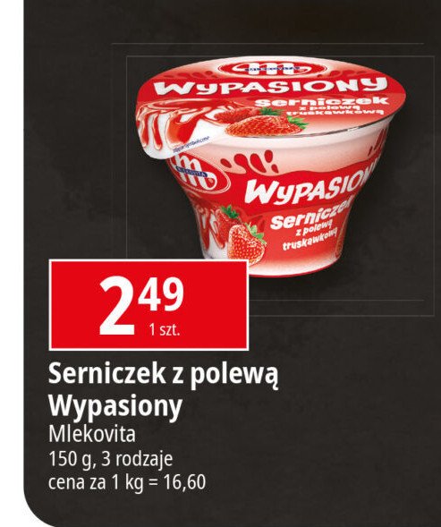 Serniczek z truskawkami Mlekovita wypasiony promocja w Leclerc