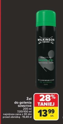 Żel do golenia Wilkinson Sensitive 200 ml promocja w Carrefour