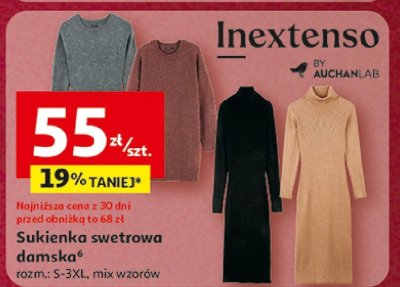 Sukienka swetrowa damska Inextenso promocja w Auchan