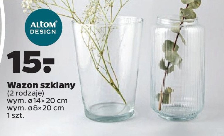 Wazon szklany 8 x 20 cm Altom design promocja