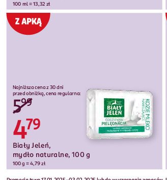 Mydło naturalne hipoalergiczne premium z kozim mlekiem i lnem folia Biały jeleń kozie mleko promocja w Rossmann