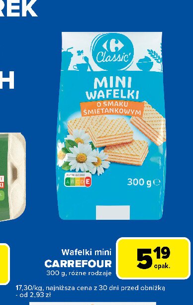 Mini wafelki śmietankowe Carrefour classic promocja