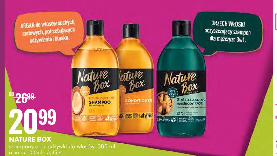 Szampon walnut oil 3in1 Nature box promocja