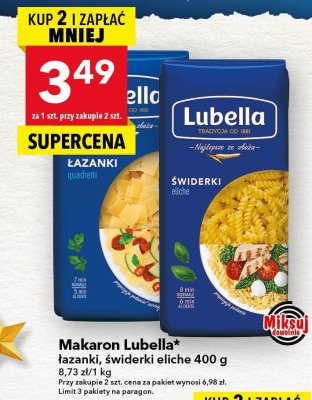 Makaron Lubella świderki eliche 400 g promocja w LEWIATAN