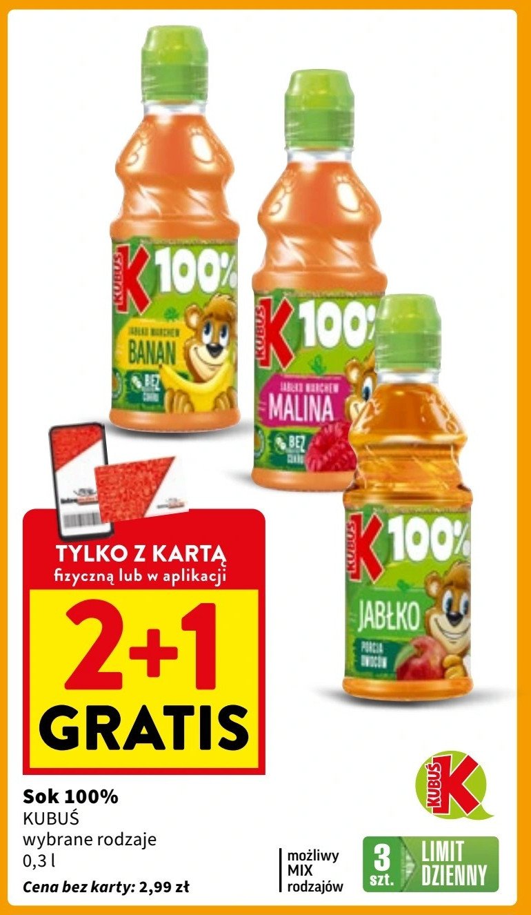 Sok banan-marchew-jabłko Kubuś 100% sok promocja