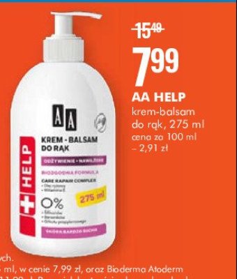 Krem-balsam do rąk odżywienie nawilżenie skóra bardzo sucha Aa help promocja