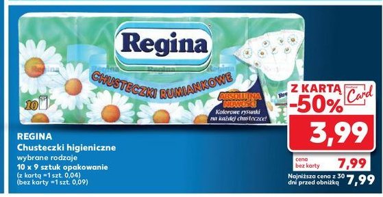 Chusteczki higieniczne rumiankowe Regina promocja