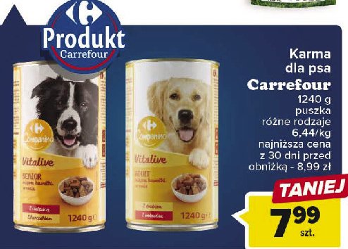 Karma dla psa z cielęciną i kurczakiem CARREFOUR COMPANINO promocja