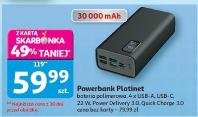 Powerbank Platinet 30000 mAh promocja w Auchan