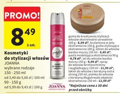Kosmetyki do stylizacji włosów JOANNA, wybrane rodzaje 150 - 250 ml promocja w Intermarche
