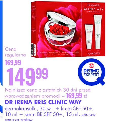 Zestaw w pudełku: serum + kapsułki 30 szt + krem na dzień 15 ml + krem na noc 15 ml + krem bb 15 ml Dr irena eris clinic way promocja