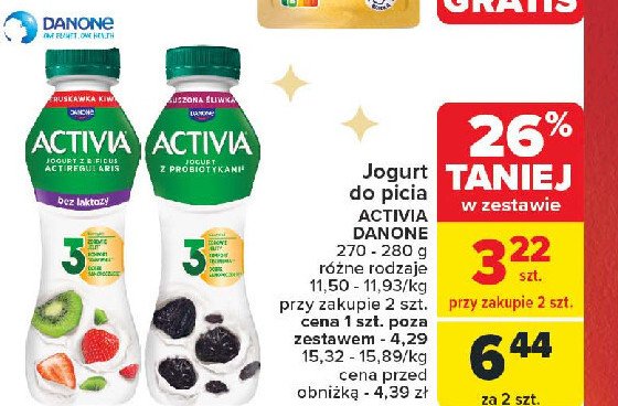 Jogurt suszona śliwka Danone activia promocja w Carrefour Market