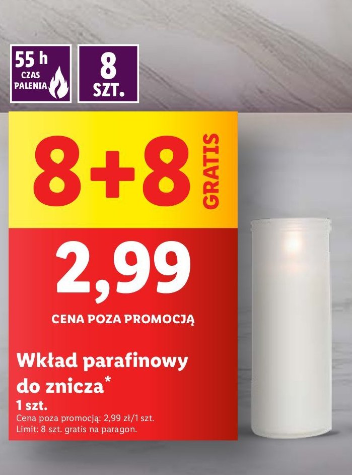 Wkład parafinowy 55 h promocja w Lidl