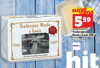 Masło Tradycyjne z Łosic 200g promocja w TOPAZ