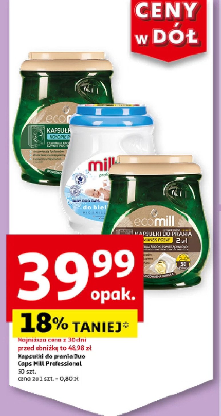 Kapsułki do prania beli i koloru MILL PROFESSIONAL promocja