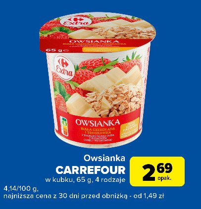 Owsianka biała czekolada i truskawka Carrefour extra promocja