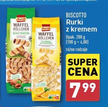 Rurki z kremem cytrynowym Biscotto promocja w Aldi