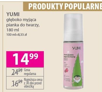 Pianka głęboko myjąca do twarzy intensywne nawilżenie Yumi cosmetics promocja