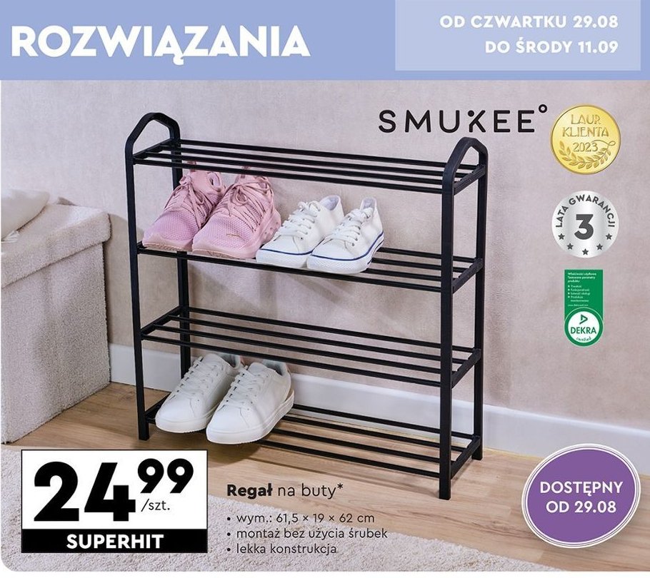 Regał na buty 61.5 x 19 x 62 cm Smukee promocja