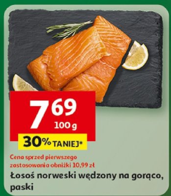 Łosoś norweski wędzony na gorąco, paski promocja w Auchan
