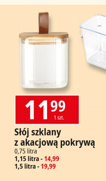 Słój szklany z akacjową pokrywą 1.15 l promocja