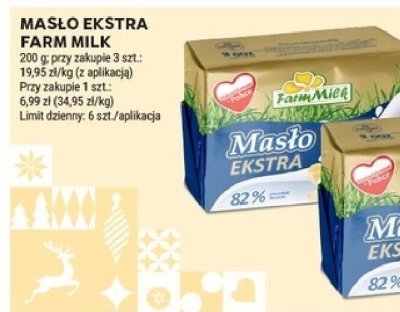 Masło ekstra Farm Milk 200 g promocja w Stokrotka