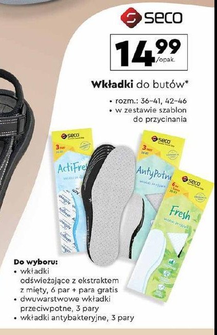 Wk艂adki do but贸w antypotne 42-46 SECO promocja