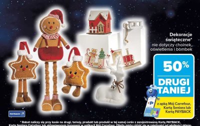 Dekoracje świąteczne drugi -50% promocja w Carrefour