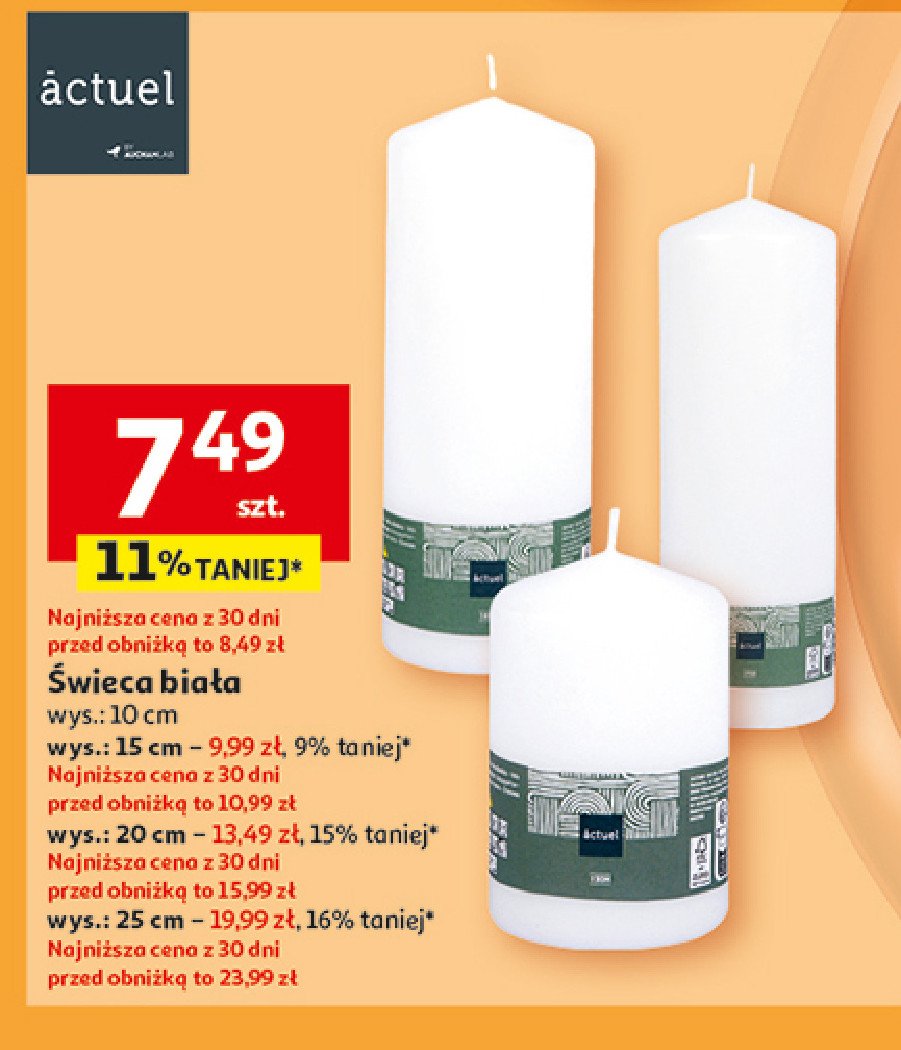 Świeca biała 20 cm Actuel promocja