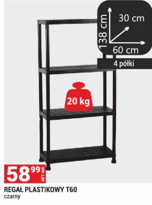 Regał plastikowy T60 czarny promocja w Merkury Market