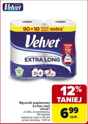 Ręcznik papierowy Extra Long Velvet promocja w Carrefour