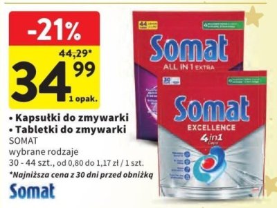 Tabletki do zmywarki SOMAT wybrane rodzaje promocja w Intermarche
