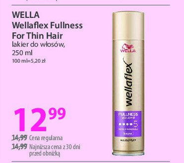 Lakier do włosów fullness for thin hair Wellaflex promocja w Hebe