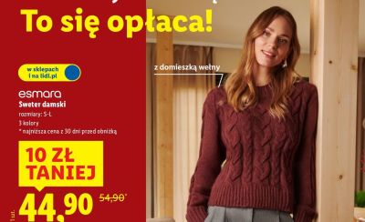 Sweter damski s-xxl promocja w Lidl