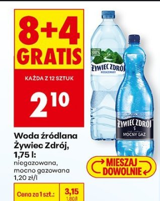 Woda źródlana  1,75 l: mocno gazowana promocja w Biedronka