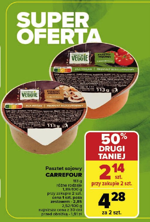 Pasztet sojowy z papryką Carrefour promocja