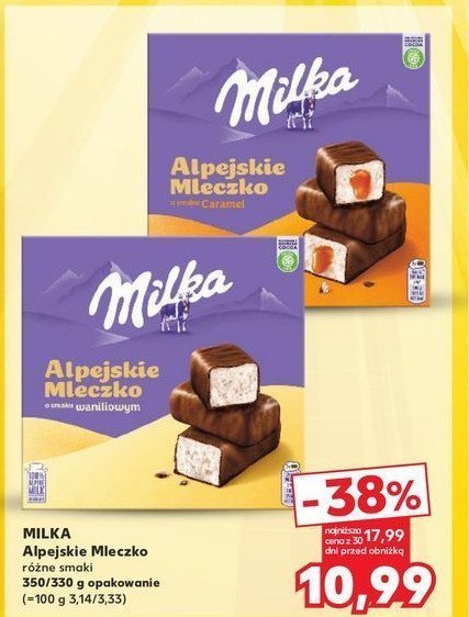 Czekoladki caramel Milka alpejskie mleczko promocja